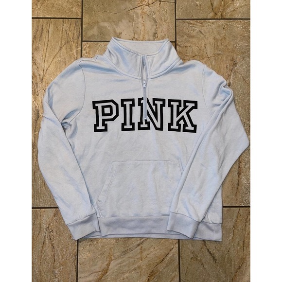 PINK Victoria's Secret Tops - PINK by Victoria's Secret Half Zip Light Blue Pullover Size Medium